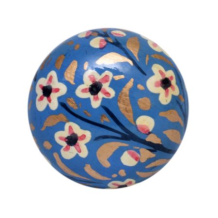 Slate Blue Floral Hand Pinded Indian Kashmiri Cabinet Knobs